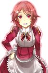  1girl apron getsuyoubi highres leaning_forward lisbeth pink_hair red_eyes short_hair sword_art_online 