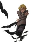  blonde_hair closed_eyes enami_katsumi eyes_closed highres official_art relic_von_balstein scan short_hair simple_background smile solo too_many_bats vamp! vampire 