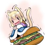  animal_ears blonde_hair food hamburger hoshizuki_(seigetsu) mizuhashi_parsee puru-see short_hair tail touhou trembling 