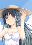  blue_eyes blush cloud clouds gokou_ruri hat highres long_hair mole mushi024 no_bra open_mouth ore_no_imouto_ga_konna_ni_kawaii_wake_ga_nai solo 