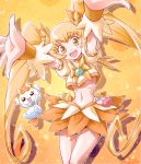  breasts cpro cure_sunshine hair_ribbon heart heartcatch_precure! long_hair magical_girl midriff myoudouin_itsuki navel open_mouth outstretched_arms potpourri_(heartcatch_precure!) precure ribbon skirt under_boob underboob very_long_hair wrist_cuffs yellow_eyes 