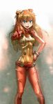  bow_(artist) bow_(bhp) evangelion:_2.0_you_can_(not)_advance foreshortening grin hand_on_hip highres hips long_hair neon_genesis_evangelion plugsuit pointing rebuild_of_evangelion red_hair redhead shikinami_asuka_langley smile soryu_asuka_langley souryuu_asuka_langley test_plugsuit 