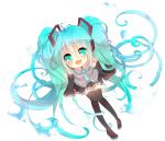  aqua_eyes aqua_hair bad_id boots detached_sleeves from_above hatsune_miku headset long_hair looking_up necktie open_mouth paper rirumu sitting skirt solo thigh-highs thigh_boots thighhighs twintails very_long_hair vocaloid 