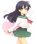  black_hair brown_eyes higurashi_kagome inuyasha kinokosuke long_hair school_uniform serafuku solo 