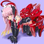  alternate_color armor black_gloves black_legwear blonde_hair blush busou_shinki dd_(artist) doll_joints elbow_gloves gloves gradient_hair mecha_musume multicolored_hair olbern pink_hair red_eyes smile solo thigh-highs thigh_gap thighhighs 