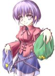  breasts geung_si hat jiangshi miyako_yoshika no_ofuda outstretched_arms purple_eyes purple_hair short_hair skirt smile solo star toriya_(kouusagi) touhou violet_eyes 