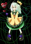  blush bow eyeball green_eyes hat heart heart-shaped_pupils heart_of_string komeiji_koishi okumari pigeon-toed pigeon_toed short_hair silver_hair skirt sleeves_past_wrists smile solo symbol-shaped_pupils third_eye touhou 