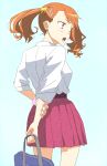  anjou_naruko ano_hi_mita_hana_no_namae_wo_bokutachi_wa_mada_shiranai from_behind orange_hair school_uniform skirt sleeves_rolled_up solo twintails ushioo 