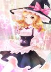  bad_id blonde_hair grin hat highres kirisame_marisa nunucco smile solo star star-shaped_pupils symbol-shaped_pupils touhou wink witch witch_hat yellow_eyes 