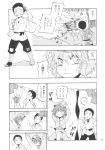  @_@ blanket bloomers charin check_translation child comic hair_bobbles hair_ornament hat highres kawashiro_nitori laundry monochrome short_hair sweat touhou translated twintails 