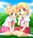 blonde_hair child fang ribbon siblings skirt suspenders twins ui1031 umineko_no_naku_koro_ni ushiromiya_jessica ushiromiya_lion young 