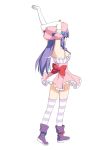 alternate_costume bad_id magical_girl patchouli_knowledge peko pepepe simple_background solo stretch striped striped_legwear thighhighs touhou 