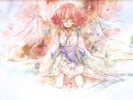  butterfly campanula-star cherry_blossoms closed_eyes japanese_clothes kimono no_hat no_headwear petals pink_hair saigyouji_yuyuko saigyouji_yuyuko_(living) solo touhou traditional_media tree watercolor_(medium) 