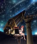  copyright_request glasses highres long_hair night red_hair redhead sky smile solo star star_(sky) starry_sky tama_(speedgrapher) telescope yellow_eyes 