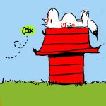  artist_request charles_schulz_(style) doghouse issun no_humans okami ookami_(game) parody peanuts sleeping snoopy style_parody 