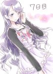  blush casual dress heart heartcatch_precure! long_hair oimo precure purple_eyes purple_hair solo tsukikage_yuri 