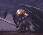  cape claymore claymore_(sword) cloak coupe50 miria solo sword thigh-highs thighhighs weapon 