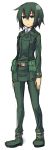  belt belt_pouch boots coat expressionless green_eyes green_hair kino kino_no_tabi reverse_trap short_hair simple_background 