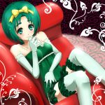  akimoto_komachi alternate_costume blush bow couch dress flower galibo gloves green_eyes green_hair green_legwear hair_ribbon jewelry necklace precure pretty_cure red_rose ribbon rose short_hair smile thigh-highs thighhighs yes!_precure_5 yes!_pretty_cure_5 