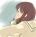  1girl blush brown_hair profile shuuichi sketch solo 