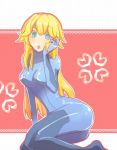  adjusting_hair arm_support ass bangs blonde_hair blue_eyes bodysuit colored_eyelashes cosplay gii_(bikikosan) heart latex leaning long_hair looking_at_viewer metroid nintendo open_mouth princess_peach samus_aran_(cosplay) sitting solo super_mario_bros. super_smash_bros. very_long_hair zero_suit 