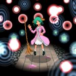  broom daime_fusonzai danmaku green_hair kasodani_kyouko lowres pixel_art road short_hair solo stone touhou 