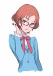  bust classmate_with_glasses_(suite_precure) glasses hand_in_hair hand_on_head hibiki_&amp;_kanade&#039;s_classmate_(suite_precure) hibiki_&amp;_kanade's_classmate_(suite_precure) kuroboshi_kouhaku precure purple-framed_glasses school_uniform short_hair solo suite_precure 