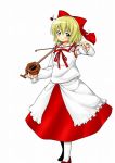  blonde_hair blush bow bow_(instrument) erhu instrument ribbon satsuki_rin simple_background solo the_embodiment_of_scarlet_devil touhou yellow_eyes 