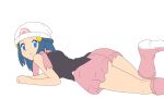  1girl ass blue_eyes blue_hair hikari_(pokemon) legs miniskirt nintendo photoshop pokemon skirt smile solo thighs vector_trace 