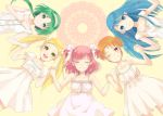  ^_^ akimoto_komachi blonde_hair blue_eyes blue_hair brown_eyes brown_hair closed_eyes dress eyes_closed green_eyes green_hair hand_holding happy holding_hands kasugano_urara long_hair mamii minazuki_karen multiple_girls natsuki_rin pink_hair precure short_hair short_twintails smile twintails two_side_up wink yellow_eyes yes!_precure_5 yumehara_nozomi 