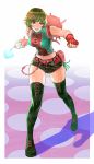  bad_id bag bare_shoulders boots fingerless_gloves gloves green_hair hair_ornament hairclip hips kilart midriff original randoseru red_eyes short_hair shorts solo spray_can thick_thighs thigh-highs thigh_boots thighhighs thighs wide_hips 