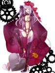  blue_eyes boots cape gears heart highres hoe_satsuki lipstick long_hair macross macross_frontier macross_frontier:_itsuwari_no_utahime makeup purple_hair sheryl_nome solo thigh-highs thigh_boots thighhighs whip wink 