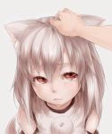  animal_ears detached_sleeves dress face hand_on_head highres inubashiri_momiji lips petting red_eyes sigure_(drizzle) silver_hair sketch solo tail tears touhou white_dress wolf_ears wolf_tail 