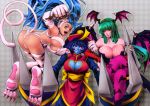  armpits ass bare_shoulders bat_wings big_hair blue_eyes blue_hair blue_skin blush blush_stickers boots breasts capcom carrying cat_tail chinese_clothes claws cleavage cleavage_cutout crossed_legs darkstalkers demon_girl elbow_gloves fangs felicia fingerless_gloves fur geung_si gloves green_hair grin hat head_wings hsien-ko huge_breasts jiangshi large_breasts legs_crossed lei_lei lips lipstick long_hair marvel_vs._capcom marvel_vs._capcom_3 marvel_vs_capcom marvel_vs_capcom_3 morrigan_aensland multiple_girls ofuda open_mouth pant-3 pantyhose paws red_eyes short_hair sitting smile succubus tail vampire_(game) wings yellow_eyes 