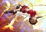  boots brown_eyes brown_hair meiko microphone midriff navel short_hair smile solo vocaloid 