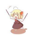  ahoge ascot blonde_hair blush_stickers hair_ribbon kohsan_ kousa_(black_tea) minigirl open_mouth pocky ribbon rumia short_hair solo the_embodiment_of_scarlet_devil touhou youkai |_| 