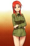  long_hair military military_uniform minna-dietlinde_wilcke red_hair redhead shiba_murashouji smile solo strike_witches uniform 