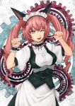  animal_ears cat_ears cat_pose face faris_nyannyan gears hands long_hair maid paw_pose pink_eyes pink_hair smile solo steins;gate suzuki_(pixiv1277943) twintails wink 
