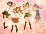  blue_hair earmuffs flower glasses green_eyes green_hair head_wreath inazuma_eleven inazuma_eleven_(series) kino_aki kneehighs kudou_fuyuka leaf long_hair multiple_girls open_mouth otonashi_haruna purple_hair raimon_natsumi red_hair redhead school_uniform short_hair ypc 