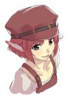  animal_ears bust cabbie_hat collarbone contemporary face grey_eyes hat mystia_lorelei open_mouth pink_hair shiba_itsuki short_hair simple_background smile solo touhou white_background 