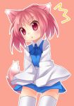 animal_ears dog_ears dress highres original pink_eyes pink_hair short_hair sleeves_past_wrists solo tail thigh-highs thighhighs twintails ueno_musashi zettai_ryouiki 
