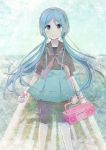  aqua_eyes aqua_hair bad_id digital_media_player gum_(vivid_garden) hatsune_miku headphones ipod long_hair sailor_collar smile solo stereo twintails very_long_hair vocaloid wristband 