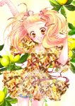  brown_eyes dress food fruit happy k-zima kasugano_urara leaf long_hair precure solo twintails yes!_precure_5 