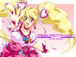 :d blonde_hair bow character_name choker cure_peach dress earrings fresh_precure! frills hair_ornament hairpin happy heart itahana_azumi jewelry long_hair magical_girl momozono_love open_mouth pink_eyes precure ribbon smile solo title_drop twintails wrist_cuffs 