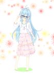  bare_legs barefoot blue_eyes blue_hair denpa_onna_to_seishun_otoko dress highres kouji_(campus_life) long_hair smile solo touwa_erio very_long_hair 