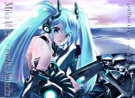  aqua_eyes aqua_hair elbow_gloves gloves hatsune_miku hatsune_miku_(append) headphones headset hekiten long_hair miku_append skirt smile solo thigh-highs thighhighs twintails very_long_hair vocaloid vocaloid_append 