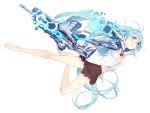  blue_eyes blue_hair denpa_onna_to_seishun_otoko gun long_hair mechagirl skirt touwa_erio transparent unaji weapon 