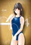  brown_eyes competition_swimsuit highres kirin404 one-piece_swimsuit original short_hair solo swimsuit 