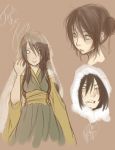  avatar avatar:_the_last_airbender avatar_the_last_airbender bare_shoulders blind blue_eyes brown_hair chinese_clothes double_bun hair_down long_hair signature toph_bei_fong veil 