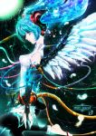  aqua_eyes aqua_hair bad_id bridal_gauntlets cable floating_hair hatsune_miku hatsune_miku_(append) highres miku_append profile solo thigh-highs thighhighs twintails vocaloid vocaloid_append wings yuki_mami 